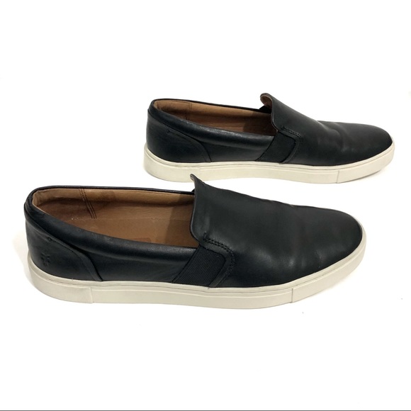 Frye mens Ivy slip on sneakers black leather - Picture 3 of 7